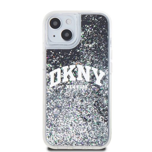 DKNY Liquid Glitter Arch Logo tok iPhone 14 Pro Max készülékhez fekete 