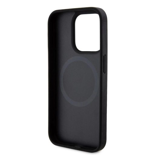 DKNY PU Leather Repeat Pattern Bottom Stripe MagSafe tok iPhone 12/12 Pro készülékhez fekete 