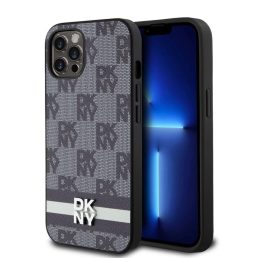   DKNY PU Leather Checkered Pattern and Stripe tok iPhone 12/12 Pro készülékhez fekete 