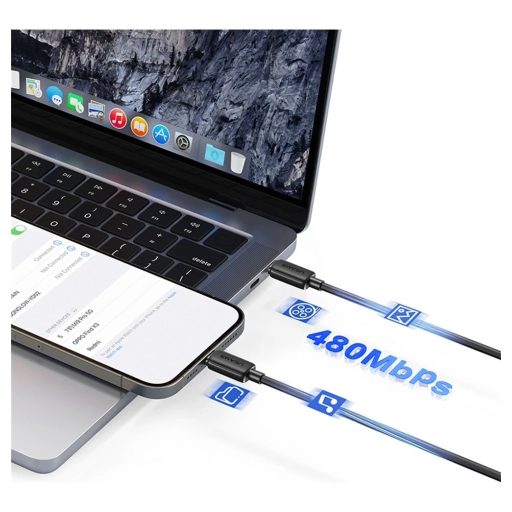 USAMS KY Series kábel US-SJ691 60W USB-C to USB-C 1m fekete 